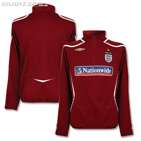 08-09 England 1-2 Zip Fleece Training Top - Deep Red-White.jpg