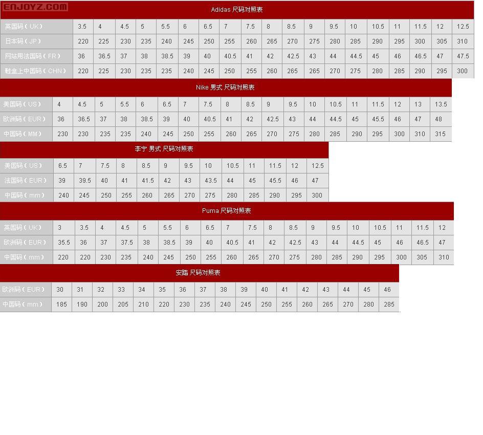  安踏的鞋码对照表(安踏的鞋码对照表445) 第1张